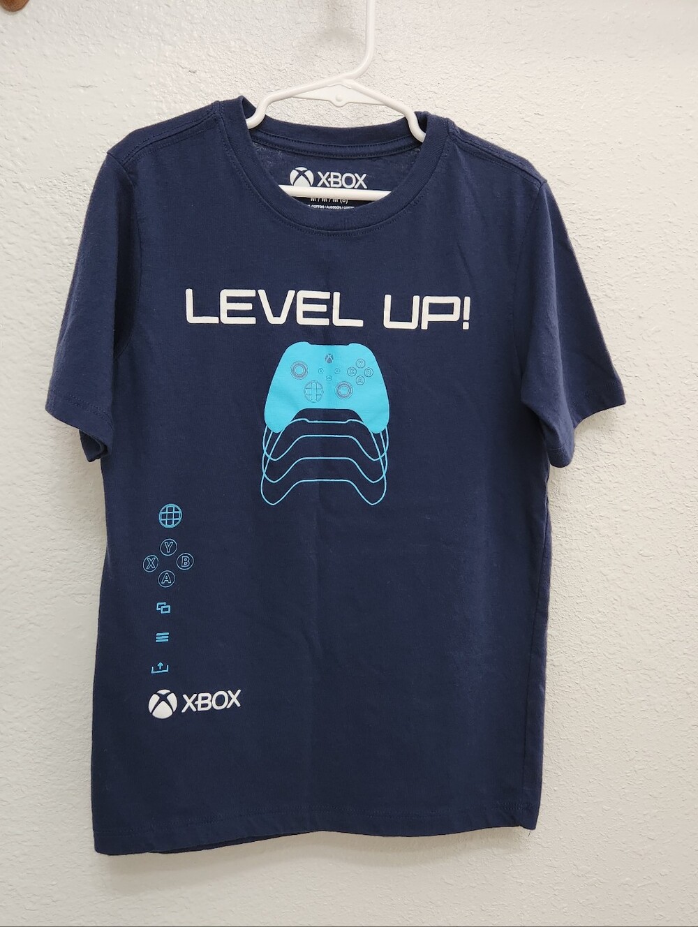 Navy "Level Up!" Graphic Tee M 8 Wonder Nation Boys Gamer Tee